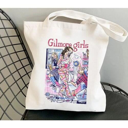 2021 Fashion Shopper Pink Gilmore Girls Printed Tote Bag women Harajuku shopper handbag Shoulder shopping bag Lady Canvas Bag