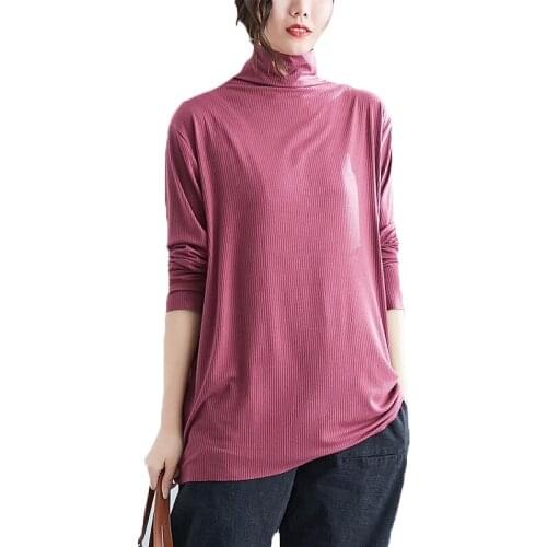 2021 Oversized Spring Autumn Womens Pullovers Long Sleeve Turtleneck Knit Shirt Tops XA405