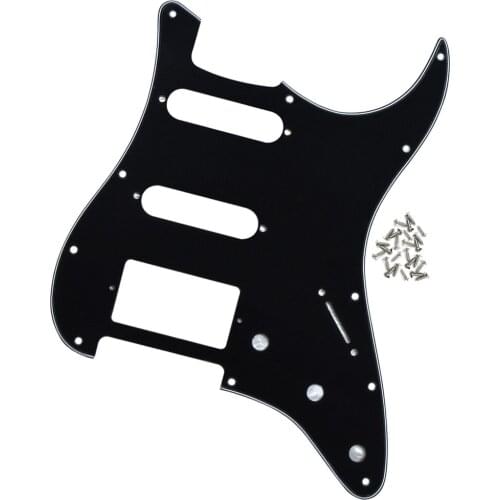 3Ply 11 Holes Electric Guitar Pickguard Scratch Plate SSH w/Screws for FD ST Style , Black