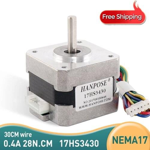 Free shipping Nema17 12VDC 0.4A 28N.CM 34mm length 4-Lead 17HS3430 42 Stepper Motor for CNC XYZ 3D Printer
