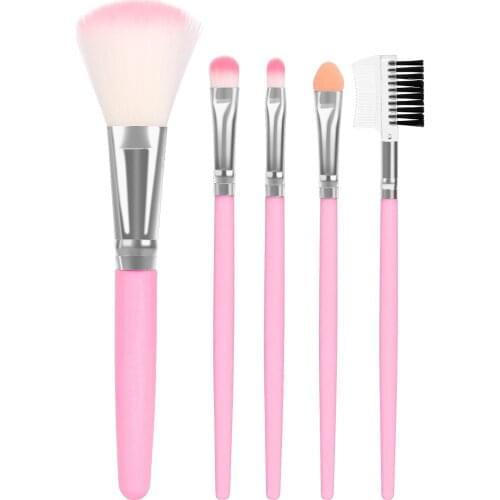 5pcs Make Up Brush Set Man-made Fiber Hair Plastic Handle Mixed Eyelash Highlight Eye Shadow Liquid Foundation Black Makeup Tool