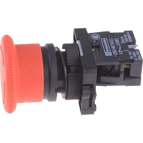 600V Red Mushroom Emergency Stop Switch XB2-ES542 22mm NC N/C Push Button Switch For Arcade Game Machine 10A