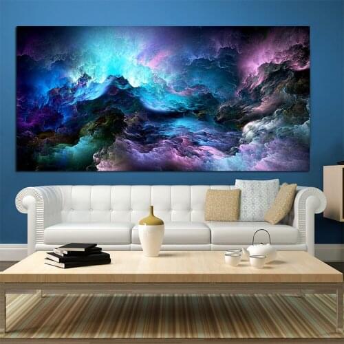 AHPAINTING Home Picture Wall Art Cloud Abstract Colorful Painting Decor Blue For Canvas Painting No Frame
