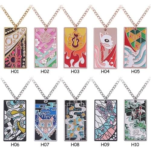 Anime Demon Slayer Necklace Kimetsu No Yaiba Cosplay Pendant Necklace Fashion Cartoon Chain Choker Accessories Gifts
