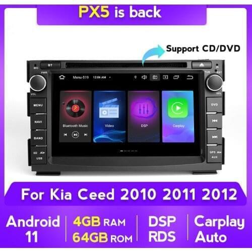 Android 11 Car Stereo Auto Radio Carplay+Auto For Kia Ceed 2010 2011 2012 DVD Multimedia Player BT GPS Navigation RDS FM 2 Din