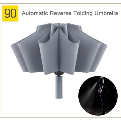 90Fun Automatic Umbrella Reverse Folding Umbrella LED Lighting Windproof Business Strong Umbrella Anti UV Parasol