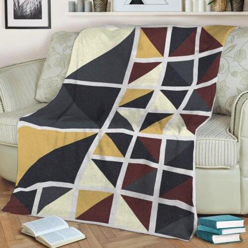 Abstract Geometric Pattern 3D Printed Velvet Plush Throw Fleece Blanket Bedspread Sherpa Blanket Home Decora