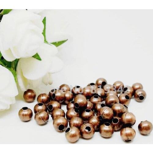 Free Shipping 200pcs/lot 6mm Copper Tone Smooth Ball Spacer Beads Jewelry Making Findings Wholesale