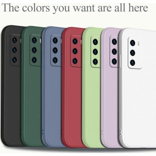 Solid Color Phone Case For Huawei P40 P40Lite P30 P20 Mate 40 40Pro 30 20 Pro Lite P Smart 2021 Y7a Liquid Silicone Cover