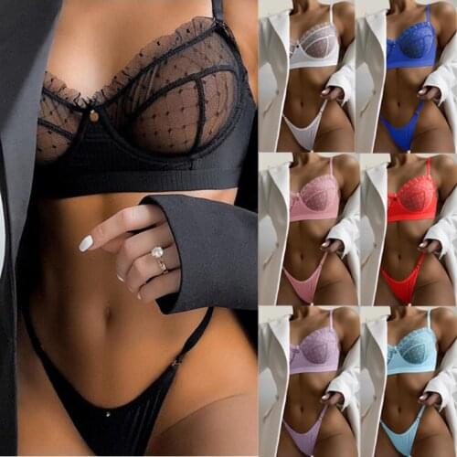 Sensual Lingerie Woman Underwear Erotic Costumes See Through Lace Bra G-String Sexy Lingerie Set Porn Sexy Womens Clothing