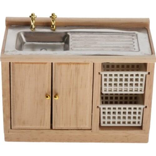 Wooden Dollhouse Bathroom/Kitchen Furniture - Basin Sink Cupboard Cupboard
