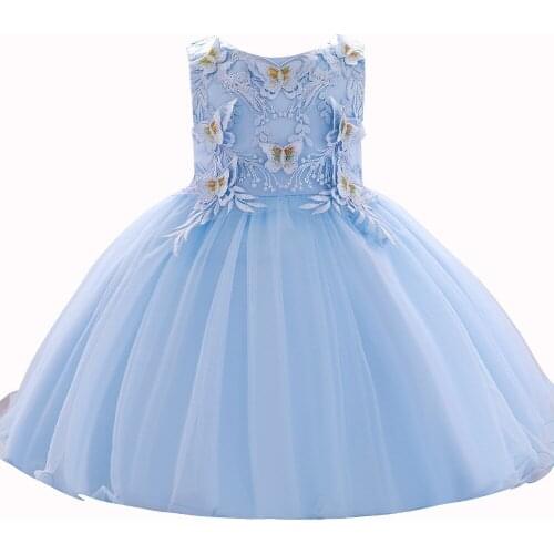 Newborn Girls Dresses Kids Sleeveless 3D Flower Bodice Tulle Christening Dress Girls First Birthday Baptism Dress