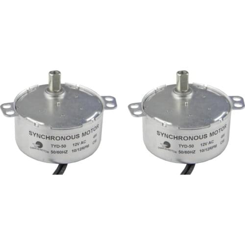 CHANCS AC Motor TYD-50 12V AC 10-12RPM CW 2PCS Electric Motor Permanent Magnet Synchronous Gear Motor
