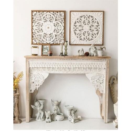 French Wall Display Furnishings Carved Decorative Paintings Guest Wooden Background Porch Wood Murals Embossed Wall Accessories