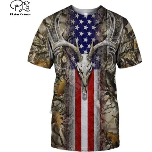 Men women New Fashion Deer Hunting t shirts hunter Summer hot 3d tshirts fishing fish reaper print tees casual short sleeve tops