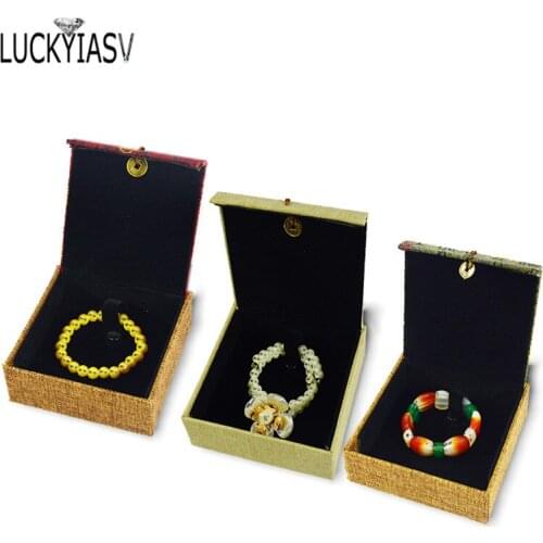10pcs/lot Chinese Style Flower Printed Jewelry Gift Box 3 Color Linen Bracelet Cases Jewellery Display Organizer Storage Bag