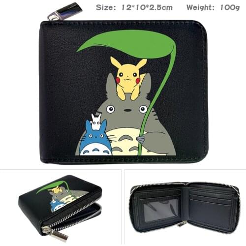 Anime My Neighbour Totoro Cartoon PU Wallet Print Zippert Short Boys Girls Purses Card Photo Holder Note Compartment Coin Pocket