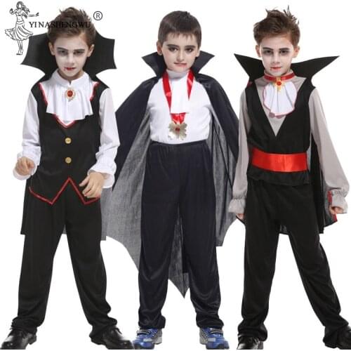 Halloween Costume Carnival Party Kids Children Count Dracula Gothic Vampire Costume Fantasia Prince Vampire Cosplay for Boy