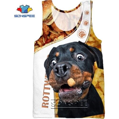 SONSPEE 3D Print Rottweiler Animal Dog Face Mens Sea Tank Top Funny Summer Casual Bodybuilding Gym Muscle Sleeveless Vest Shirt
