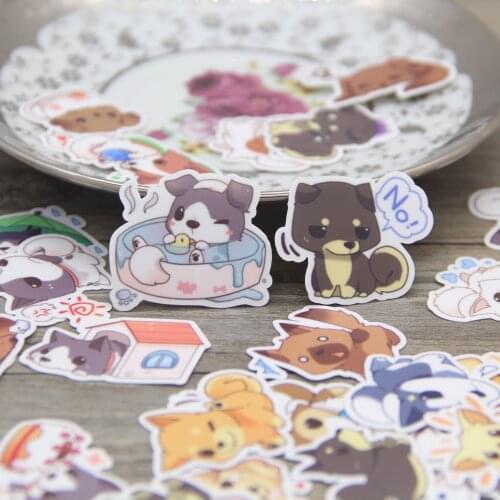 Cute Cartoon Dog Puppy Animal Expression Waterproof Scrapbooking Sticker Pack for Kids Children DIY Gift Water Bottle Decals