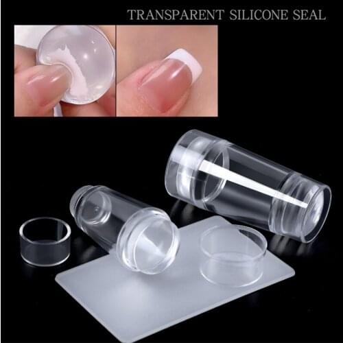 Double-Head Silicone Nail Stamper Set Jelly Head With Scraper Nail Art Template Print Stamping Plate Tools Manicure Accessories