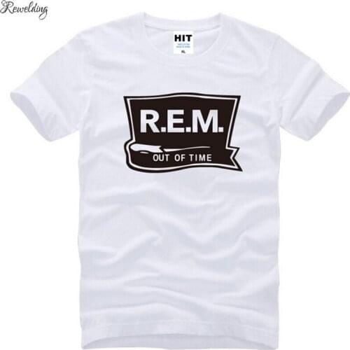 New Summer R.E.M. Mens T -shirts Fashion Rapid Eye Movement Rock Male T shirt Out of Time Short Sleeve O-neck Hip hop Tops Tees