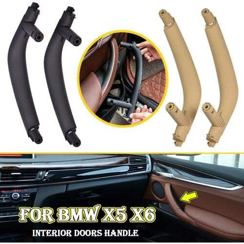 Beige Black Armrest Car left Right Interior Door Handle Inner Panel Pull Trim Cover For BMW F15 X5 F16 X6 2014-2018