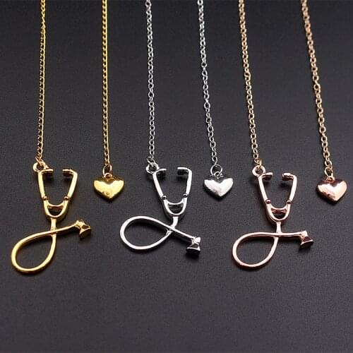 6 Styles Stethoscope Lariat Necklace Heart and Stethoscope Pendant for Doctor Medical Student Gift The Doctor Nurse Jewelry