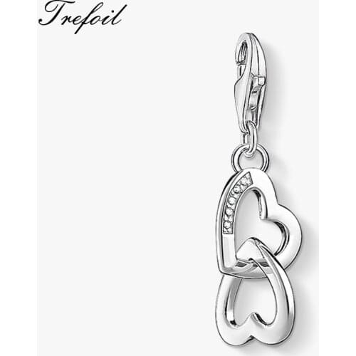 Link Hearts Charms Pendant,2019 Summer Fashion Jewelry 925 Sterling Silver Romantic Gift For Women Girl Fit Bracelet Necklace