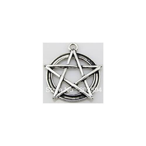 S8140 100Pcs/lots Tibet Silver pentagram Charms Alloy Pentacle Charms 31*28mm
