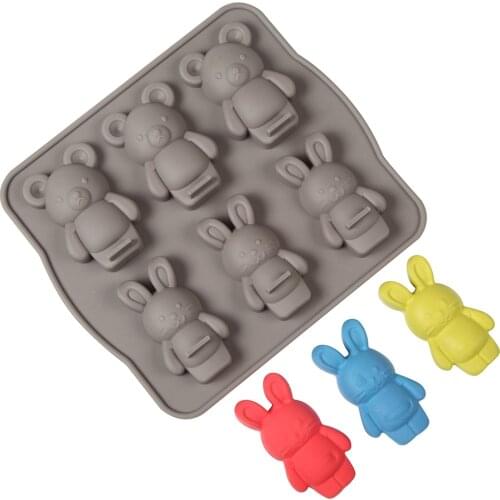 6-Cavity Silicone Cake Molds for Baking Dessert Mousse New Decorating Moulds 3D Bear Bunny Rabbit Shape Chocolate Bakeware Tool