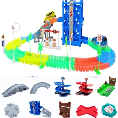 DIY Universal Accessories Track Set 160/240/360 Race Track with Car Assembly Flexible Glowing Tracks Vehicle Toys for Kids Gifts