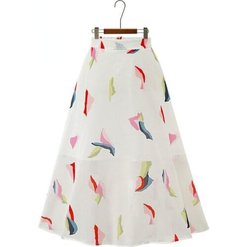 Vintage Floral Print Chiffon Skirts Women Fashion Sprint Summer Korean Pink Streetwear High Waist Ladies Midi Skirt