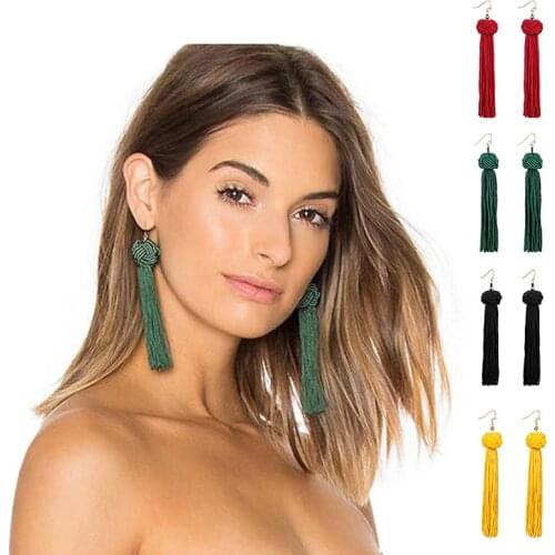 Vintage Ethnic Long Tassel Earrings Women 2018 Fashion Brand Jewelry Geometric Alloy Plating Simple Dangle Drop Earrings A32