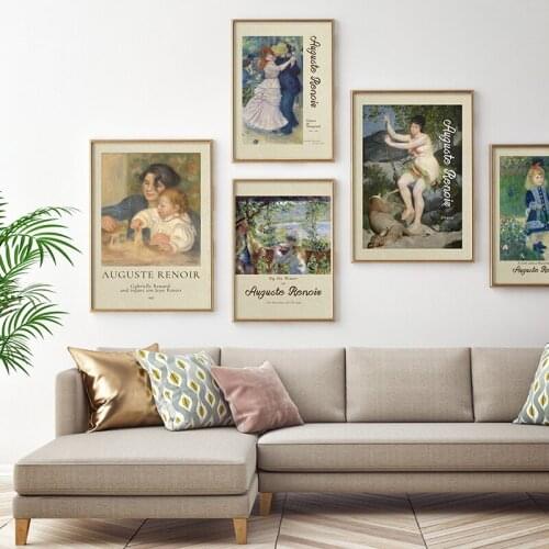Vintage Exhibition Posters Famous Auguste Renoir Oil Painting Canvas Prints Retro Gallery Home Decoration Wall Art Pictures