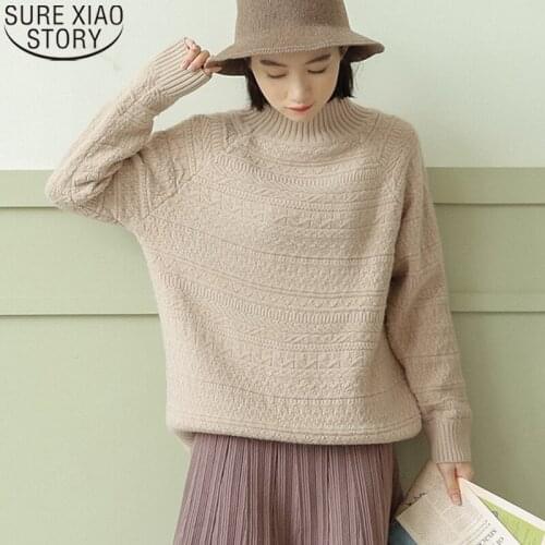 Vintage Thick Sweater Turtleneck Winter Clothes Women 2021 Long Sleeve Sweater Casual Solid Loose Wool Sweaters Pullover 10916