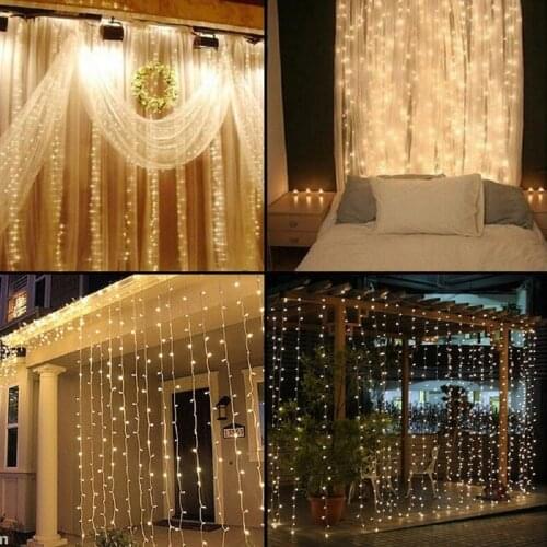 2x2/3x2/3x3m LED Icicle Waterproof Curtain Light Christmas Fairy Garland String Lights Wedding Garden Home Party Xmas Decoration