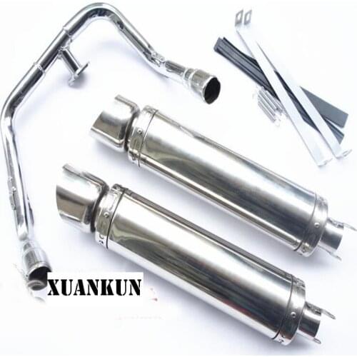 XUANKUN Motorcycle Accessories Modified Double Exhaust Pipe Stainless Steel Exhaust Pipe Muffler Exhaust