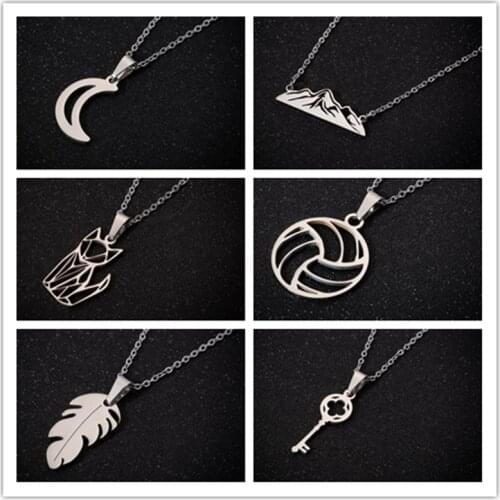 YiuStar Korean High Quality Female Girl Variety Round Gold Charm Necklace Pendant Stainless Steel Jewelry Friend Gift Wholesale