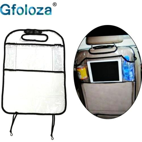 Gfoloza Car Back Seat Protector Children Kids Anti Kick Mat Auto Storage Bag With Multi Pocket Package 1PCS Transparent