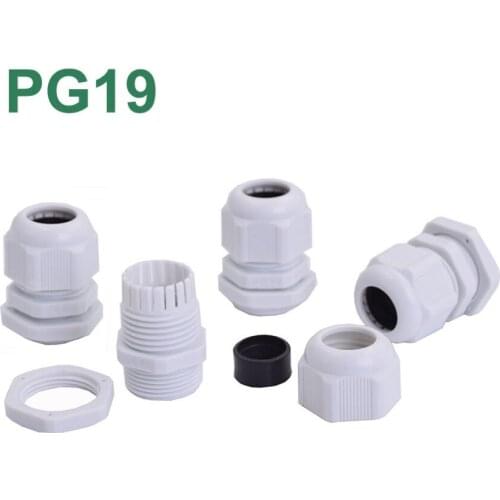 10pcs/lot PG19 Waterproof Nylon Cable Gland Connector Adjustable M25 Plastic Cable Gland with Locknut For 12-15mm Black Grey