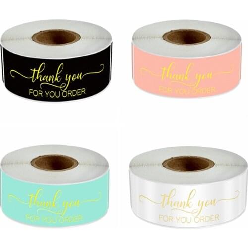 120 Pcs/Roll pink/black gold foil "thank You for Your Order" Sticker for Business Package Decoration Labels Stationery Stickers