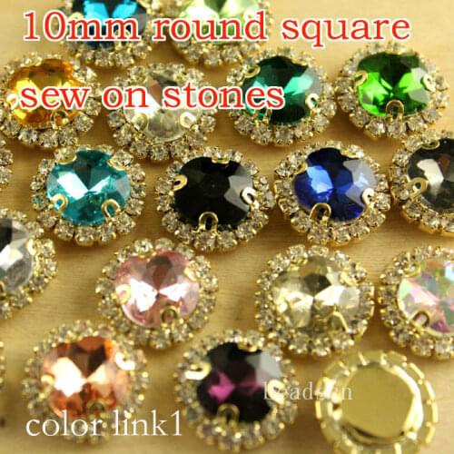 15p 10mm round square Flatback crystal glass sew on Gems stone sew on rhinestones jewels wedding dress trims sewing accessories