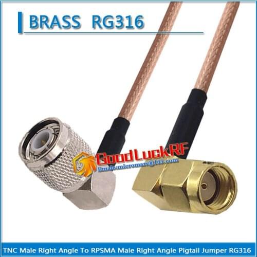 1X Pcs TNC Male Right Angle 90 Degree to RP-SMA RPSMA RP SMA Male Right Angle 90 Degree Coaxial Pigtail Jumper RG316 Cable