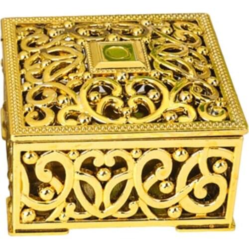 24PCS Hollow Out Flower Pattern Gift Boxes Square Mini Candy Boxes Packaging Case Party Favors (Golden)