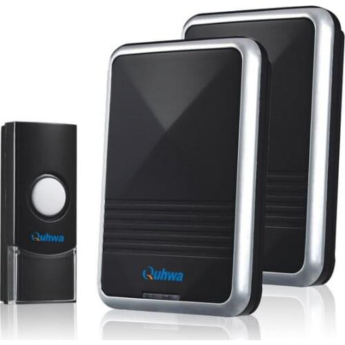 36 Tunes Wireless Doorbell Doorchime Door Bell,Chime, One Button and Two Receivers,Volume Control,Waterproof,Black/White 220V