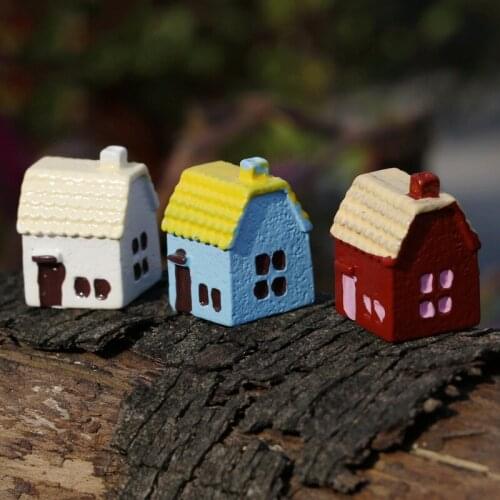 5 Pcs 5-color Country House Chinese-style House Resin Decoration Moss Micro-landscape Decorative Material Accessories