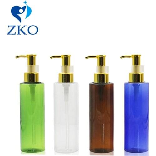 5pcs/lot 100ml Plastic Bottle Golden Aluminum Oil Pump Refillable Lotion Pump Bottle Empty Cosmetic Containers (Safety Buckles)