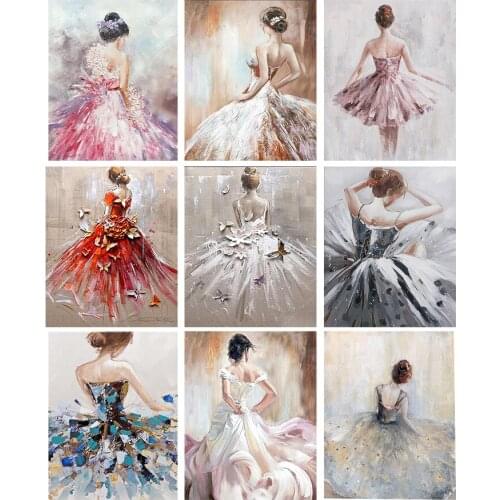 5D Diamond Mosaic Ballerina Round Diamond Painting Portrait Rhinestone Embroidery Artist Home Decoration