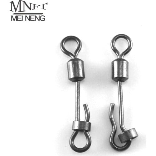 MNFT 6Pcs Quick Lock Change Swivel Interlock Snap Carp Fishing Steel Detachable Connector Black Nickel size 30mm Terminal Tackle